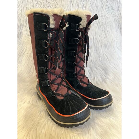 SOREL Tivoli High II Boot Suede Leather Faux Fur Waterproof Snow, Madder Brown - Picture 3 of 11
